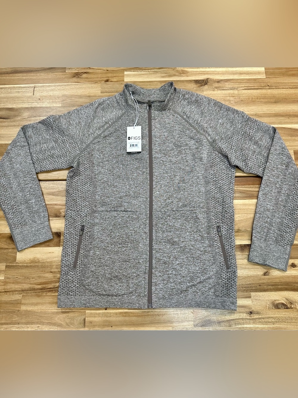 Figs Salta Seamless Full Zip Jacket - Light Cacao